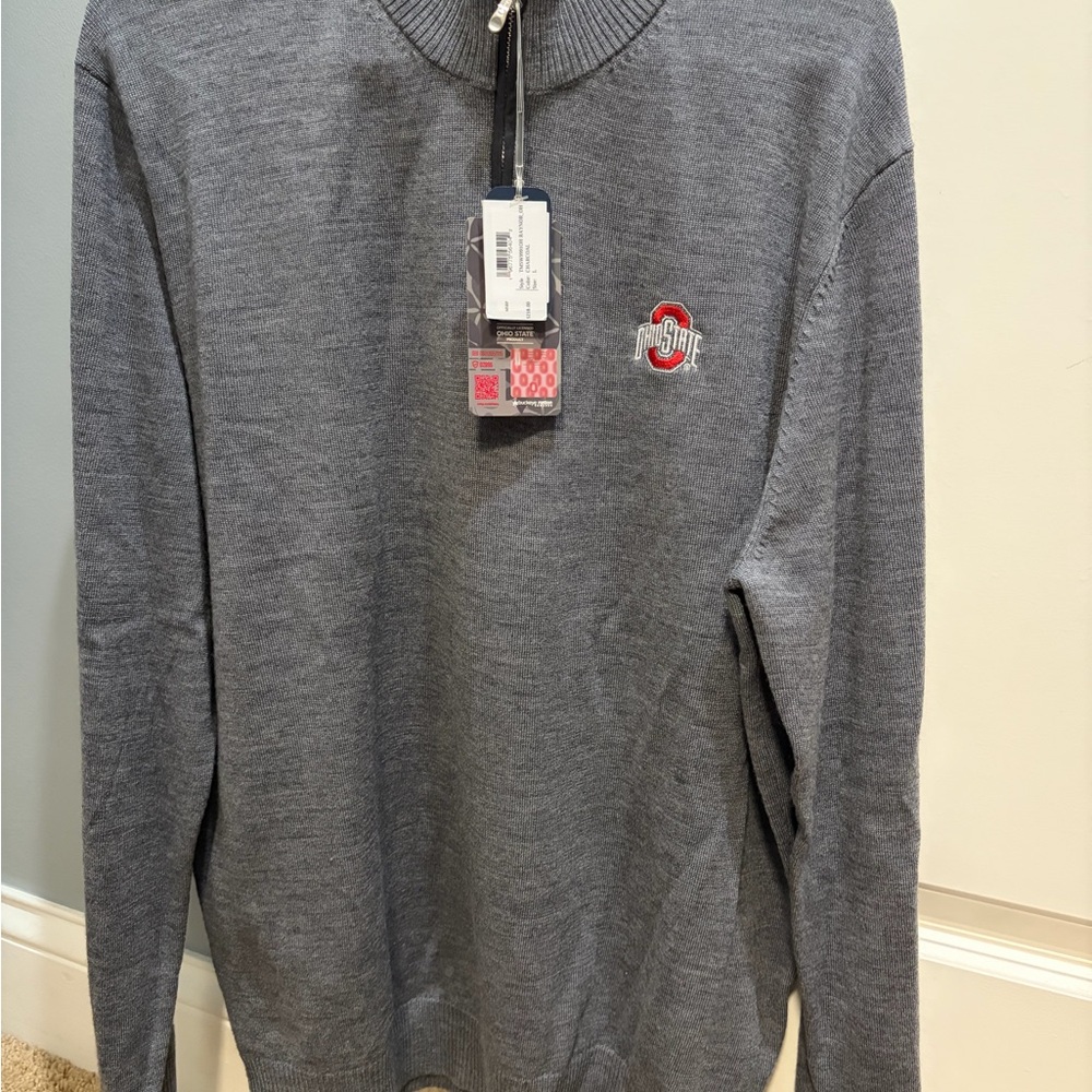 Johnnie-O Grey Ohio State Wool Quarter-Zip